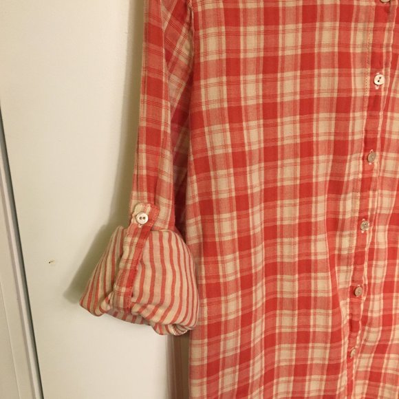 Button Front Cotton Plaid Shirt XS - Picture 6 of 7